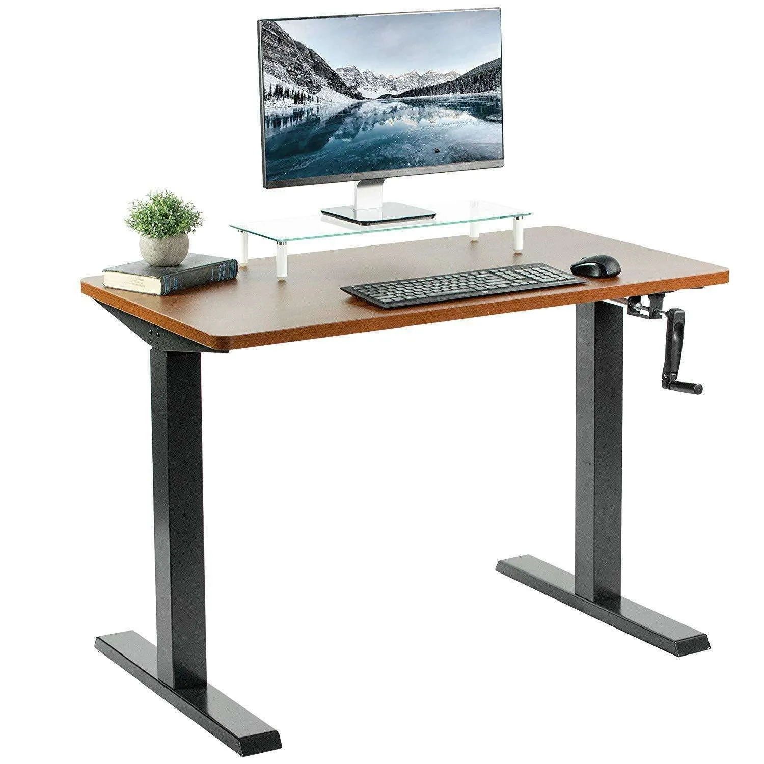 VIVO 43" x 24" Manual Height-Adjustable Desk w/ Crank, DESK-KIT-MB4B/MB4W/MB4C/MB4D/MB4E