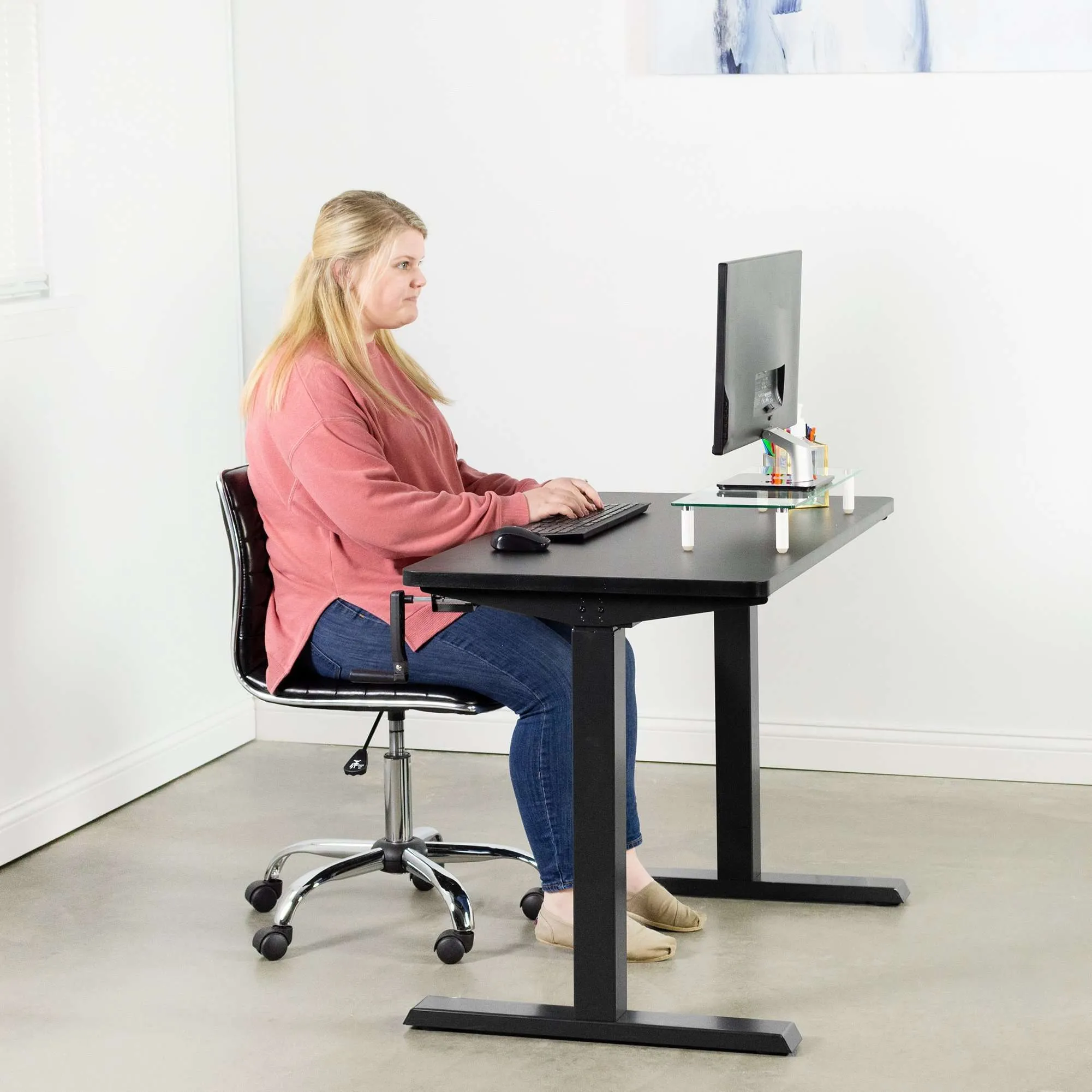 VIVO 43" x 24" Manual Height-Adjustable Desk w/ Crank, DESK-KIT-MB4B/MB4W/MB4C/MB4D/MB4E