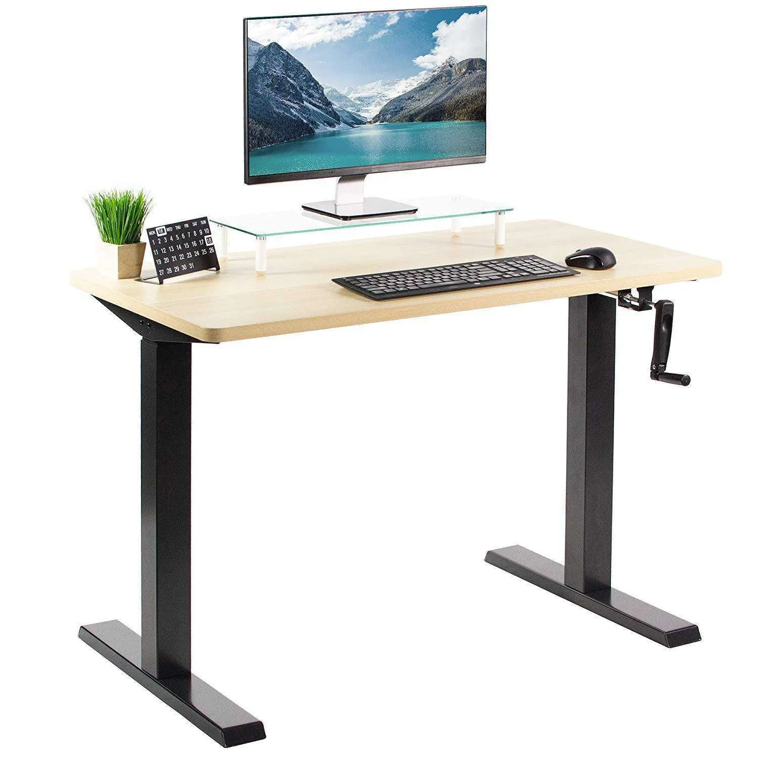 VIVO 43" x 24" Manual Height-Adjustable Desk w/ Crank, DESK-KIT-MB4B/MB4W/MB4C/MB4D/MB4E