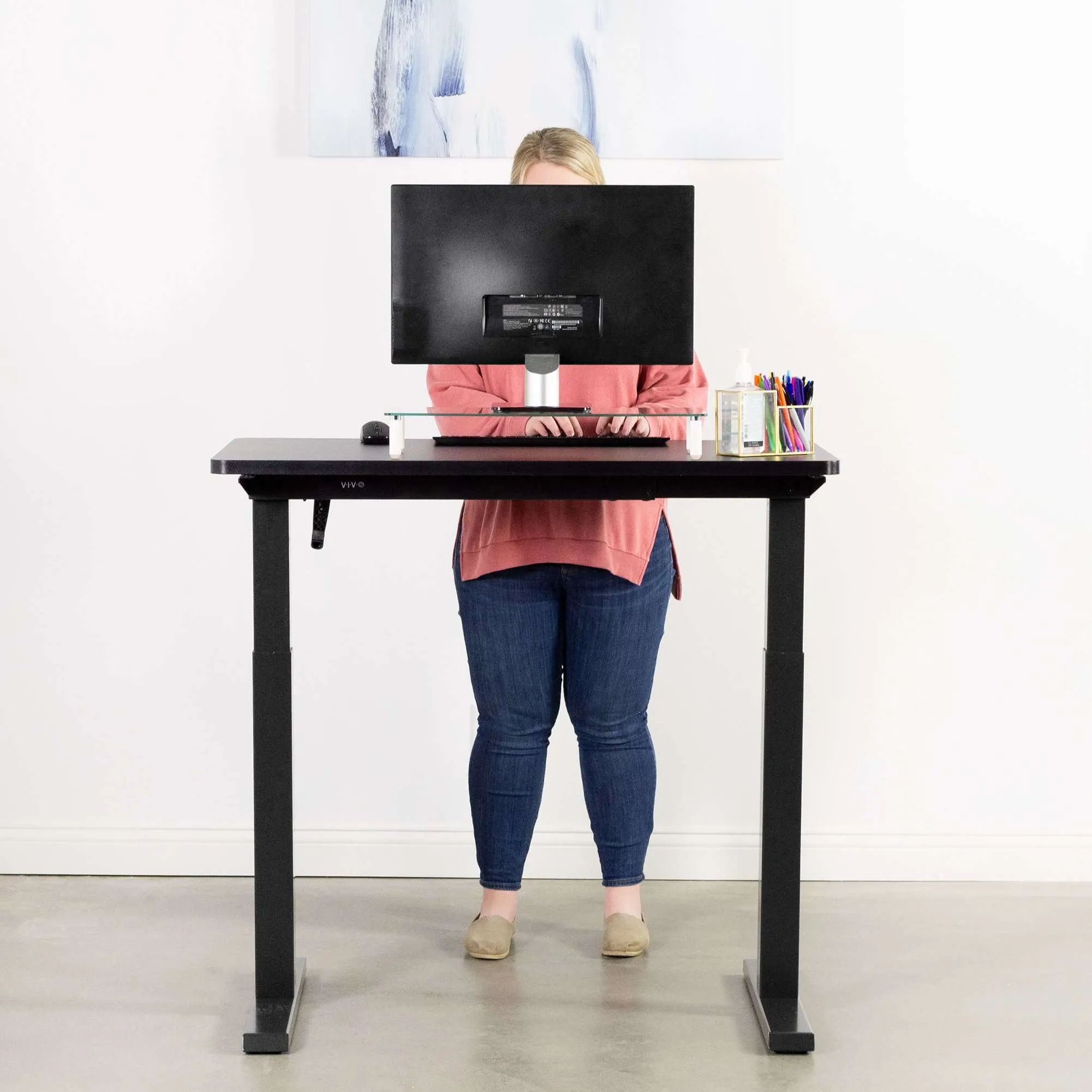 VIVO 43" x 24" Manual Height-Adjustable Desk w/ Crank, DESK-KIT-MB4B/MB4W/MB4C/MB4D/MB4E