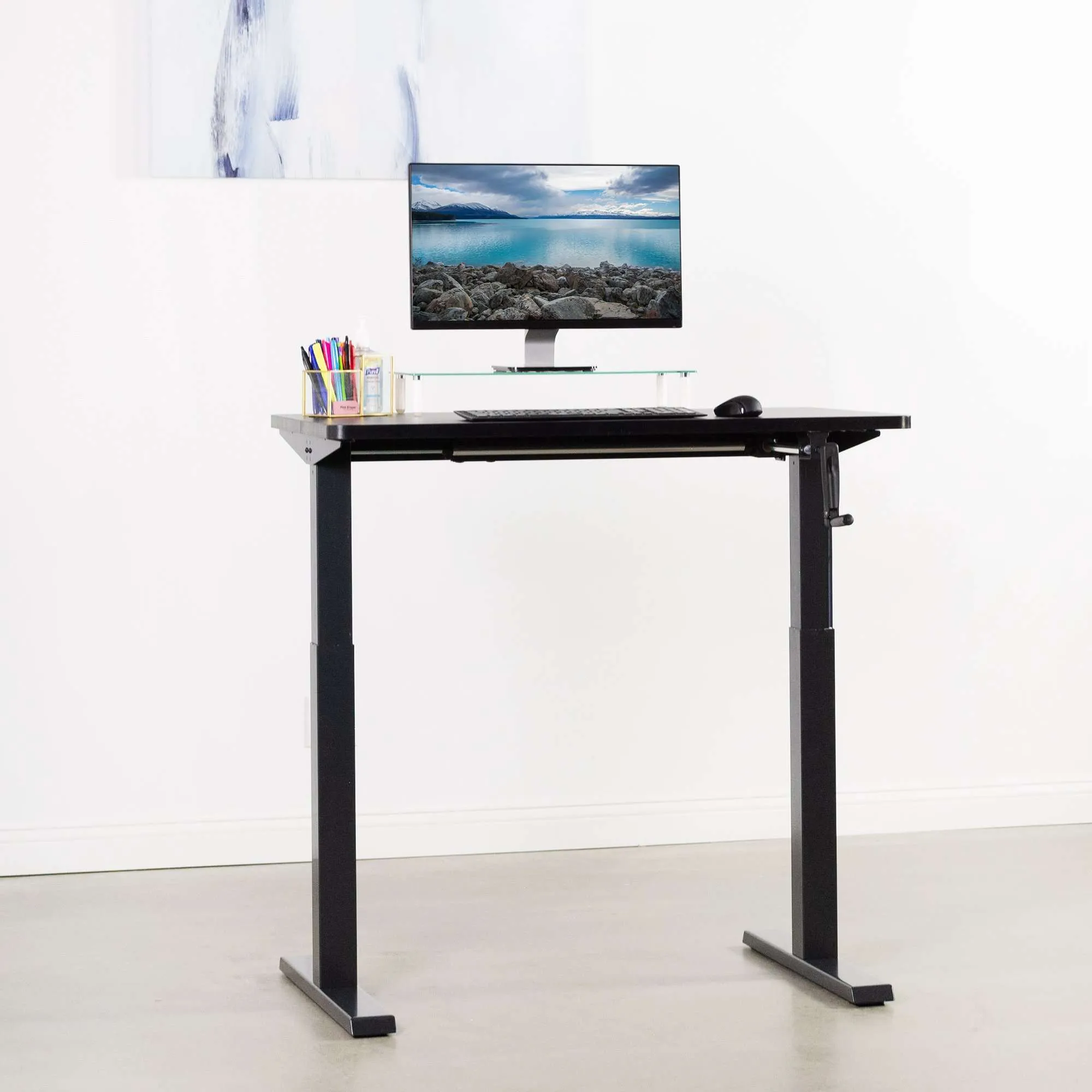 VIVO 43" x 24" Manual Height-Adjustable Desk w/ Crank, DESK-KIT-MB4B/MB4W/MB4C/MB4D/MB4E