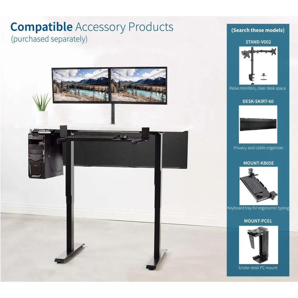 VIVO 60" x 24" Electric Standing Desk w/ Black Frame, DESK-KIT-B06B/B06W/B06C/B06D/B06E