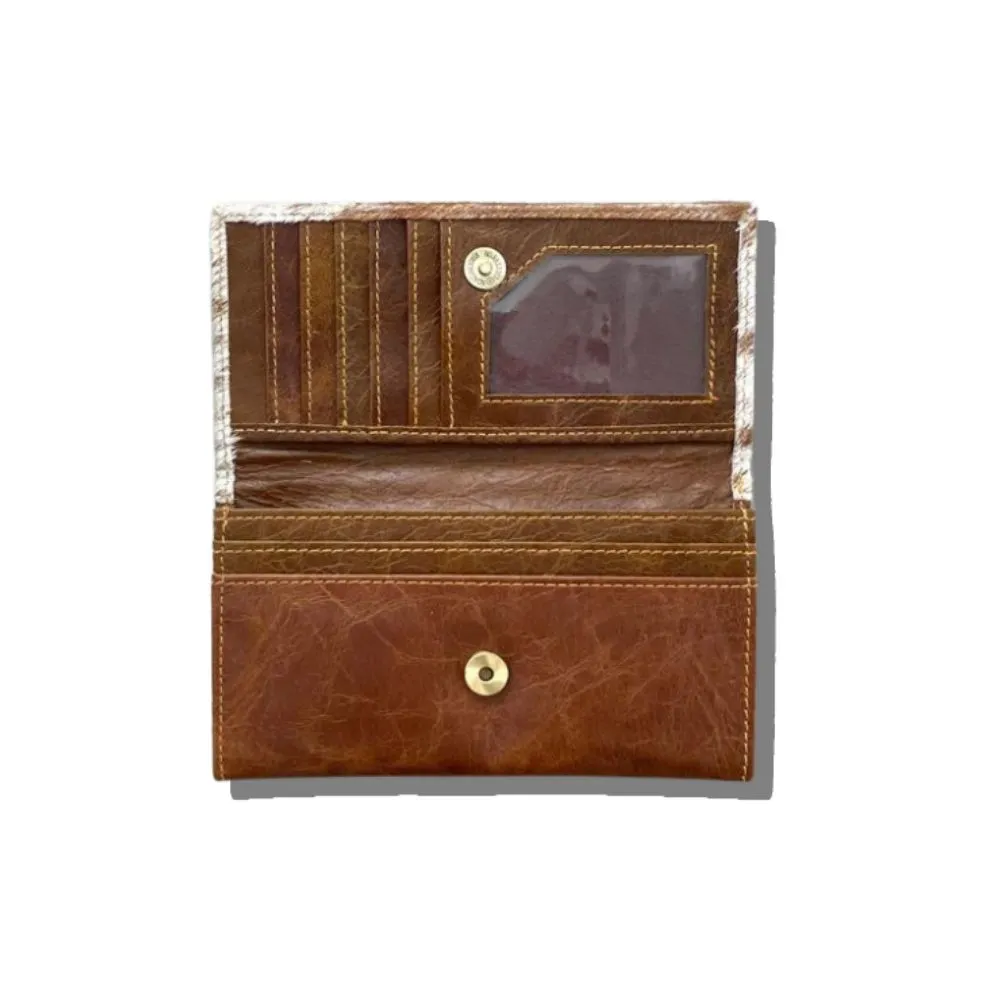 White & Brown Cowhide Wallet