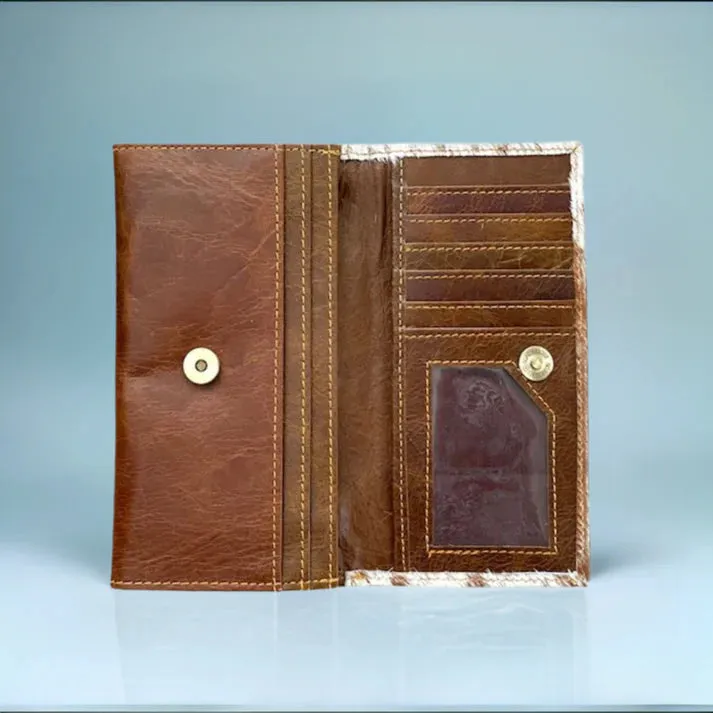 White & Brown Cowhide Wallet