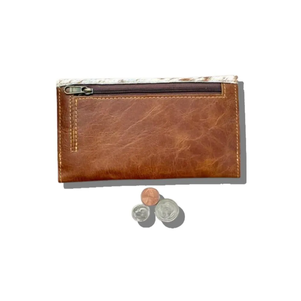 White & Brown Cowhide Wallet