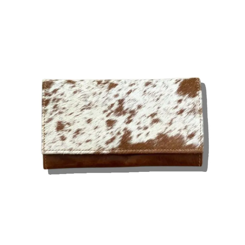 White & Brown Cowhide Wallet