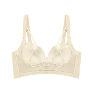 Women inner cup care underwear satin light luxury glossy design small chest gathered no steel ring bra