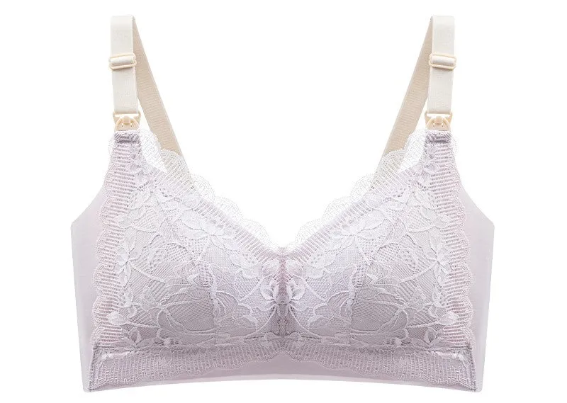 Women lace push-up nursing bra for large breasts and small breasts with open buckle during pregnancy and lactation maternity underwear